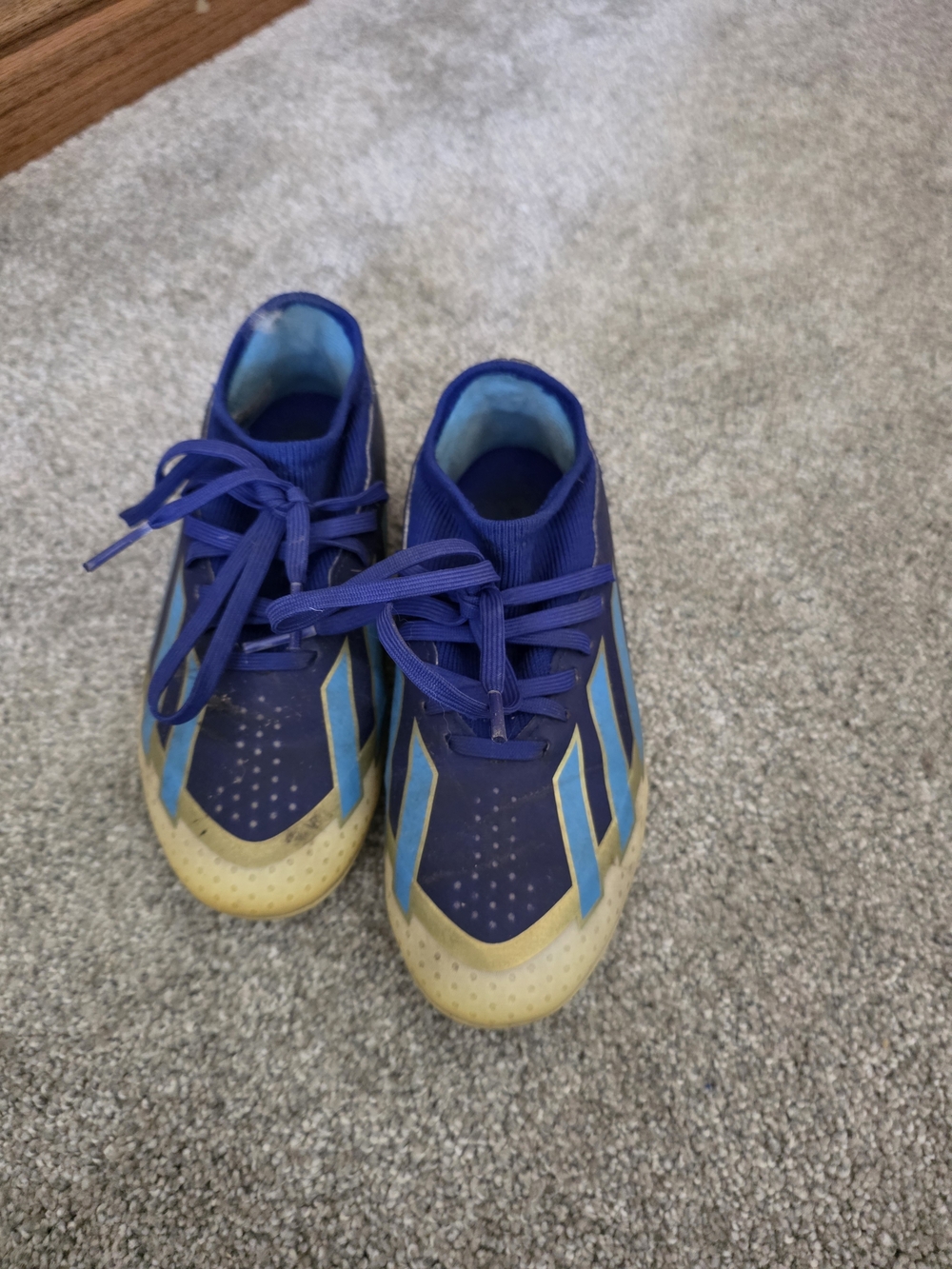 adidas+Messi Kids Royal Blue and Gold Soccer Cleats
